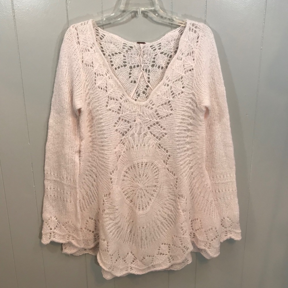 Free People Wool Alpaca Blend Soft Pink Sweater S